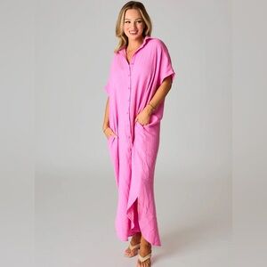 NWT Buddy Love Pink Carmen Blossom Caftan Dress M/L